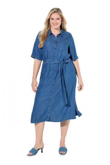 Ulla Popken 848491 Abito chemisier Blu denim - Vestiti midi - Abiti midi taglie comode