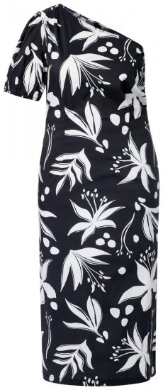 Ulla Popken 848510 Abito midi a fiori Nero - Vestiti midi - Abiti midi taglie comode