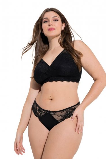 Ulla Popken 848522 Perizoma con pizzo confezione da 3 Nero - Slip - 