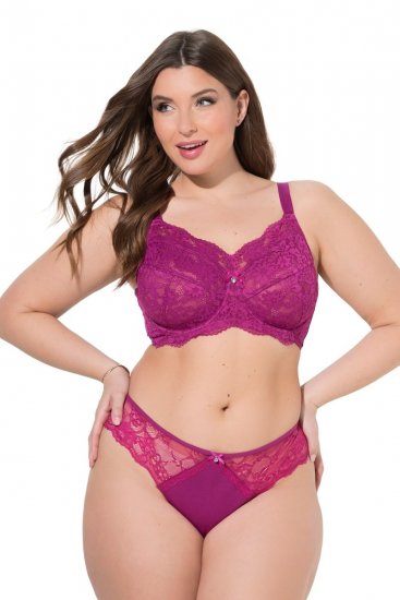 Ulla Popken 848522 Perizoma con pizzo confezione da 3 Viola scuro - Slip - 