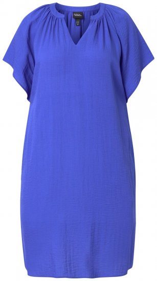Ulla Popken 848526 Abito in misto lino con tasche Blu - Abiti estivi - Abiti estivi taglie forti