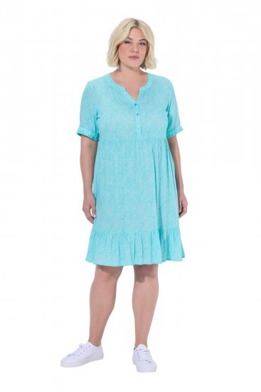 Ulla Popken 848724 Abito fantasia con volant Turchese - Abiti - Vestiti per tutte le taglie