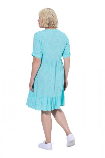 Ulla Popken 848724 Abito fantasia con volant Turchese - Abiti - Vestiti per tutte le taglie
