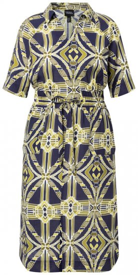 Ulla Popken 848789 Abito midi fantasia con tasche Blu scuro - Vestiti midi - Abiti midi taglie comode