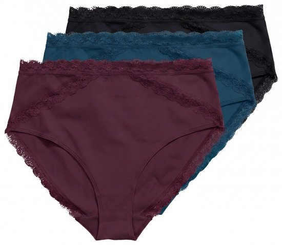 Ulla Popken 848803 Slip con pizzo confezione da 3 Bordeaux - Slip - 