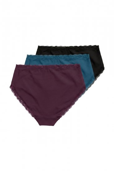 Ulla Popken 848803 Slip con pizzo confezione da 3 Bordeaux - Slip - 