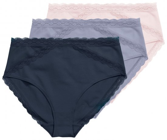 Ulla Popken 848803 Slip con pizzo confezione da 3 Azzurro - Slip - 