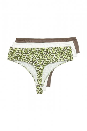 Ulla Popken 848826 Perizoma animalier confezione da 3 Tortora - Slip - 