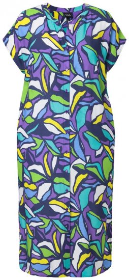 Ulla Popken 848980 Abito chemisier a fiori Lilla - Vestiti midi - Abiti midi taglie comode