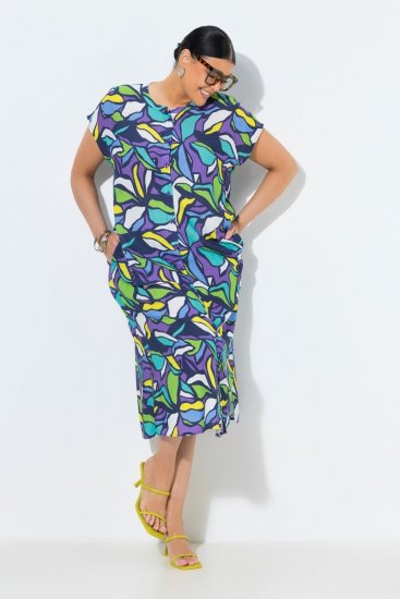 Ulla Popken 848980 Abito chemisier a fiori Lilla - Vestiti midi - Abiti midi taglie comode