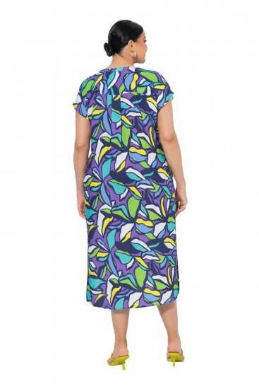 Ulla Popken 848980 Abito chemisier a fiori Lilla - Vestiti midi - Abiti midi taglie comode