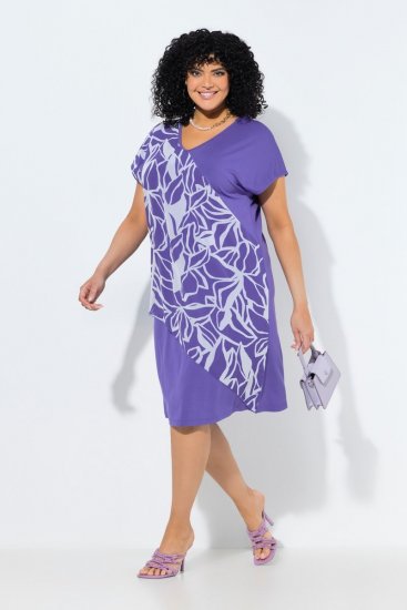 Ulla Popken 849033 Abito in chiffon fantasia Lilla - Abiti - Vestiti per tutte le taglie
