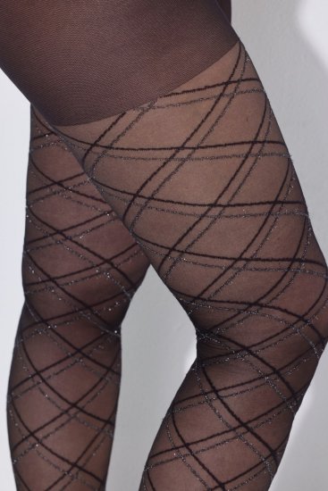 Ulla Popken 849049 Collant a righe 40 den Nero - Collant & calzini - 