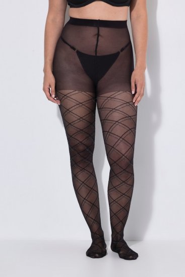 Ulla Popken 849049 Collant a righe 40 den Nero - Collant & calzini - 