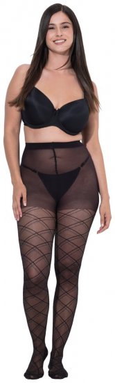 Ulla Popken 849049 Collant a righe 40 den Nero - Collant & calzini - 
