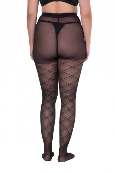 Ulla Popken 849049 Collant a righe 40 den Nero - Collant & calzini - 