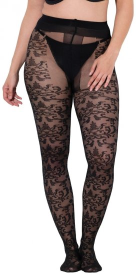 Ulla Popken 849055 Collant a fiori Nero - Collant & calzini - 