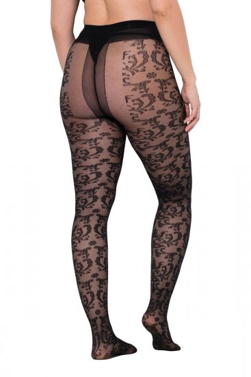 Ulla Popken 849055 Collant a fiori Nero - Collant & calzini - 