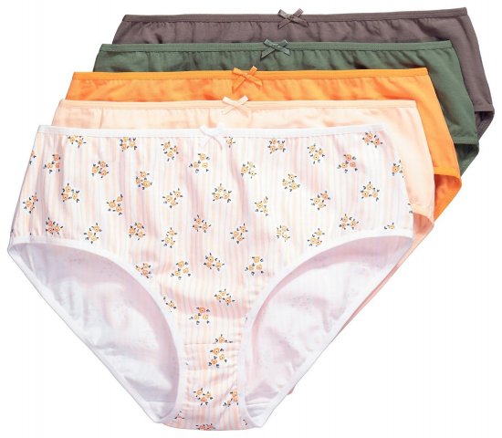 Ulla Popken 849098 Slip a fiori confezione da 6 Arancione - Slip - 