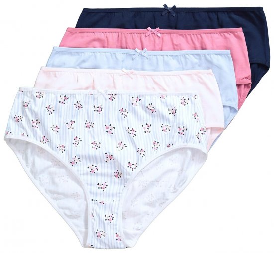 Ulla Popken 849098 Slip a fiori confezione da 5 Azzurro - Slip - 