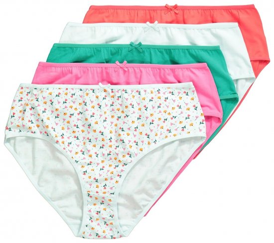 Ulla Popken 849140 Slip a fiori confezione da 5 Bianco panna - Slip - 
