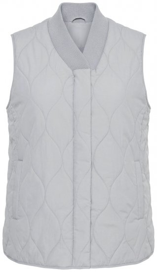 Ulla Popken 849221 Gilet trapuntato con collo a coste Grigio - Gilet - 