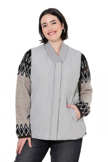 Ulla Popken 849221 Gilet trapuntato con collo a coste Grigio - Gilet - 