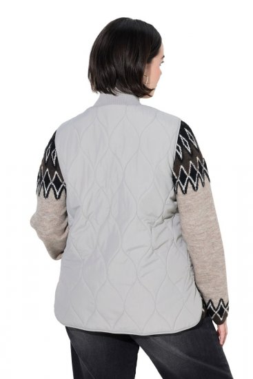 Ulla Popken 849221 Gilet trapuntato con collo a coste Grigio - Gilet - 