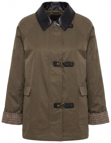 Ulla Popken 849246 Giacca in ecopelle Verde oliva - Giacche - Giacche taglie forti da donna