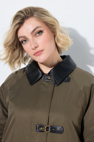 Ulla Popken 849246 Giacca in ecopelle Verde oliva - Giacche - Giacche taglie forti da donna