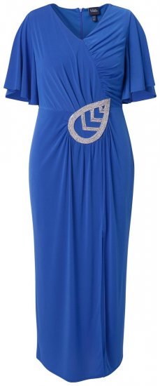 Ulla Popken 849530 Abito da sera fantasia con strass Blu reale - Abiti da sera - Abiti da sera taglie forti