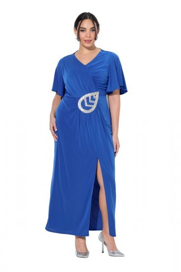 Ulla Popken 849530 Abito da sera fantasia con strass Blu reale - Abiti da sera - Abiti da sera taglie forti