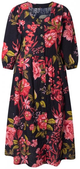 Ulla Popken 849593 Abito chemisier a fiori Blu scuro - Vestiti maxi - Abiti maxi taglie forti