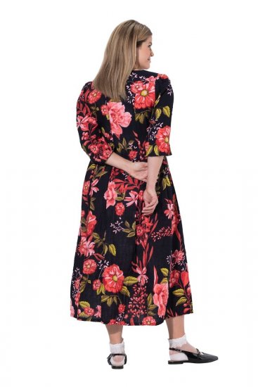 Ulla Popken 849593 Abito chemisier a fiori Blu scuro - Vestiti maxi - Abiti maxi taglie forti