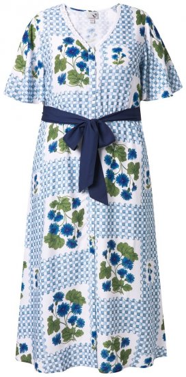 Ulla Popken 849662 Abito chemisier a fiori Bianco panna - Vestiti midi - Abiti midi taglie comode