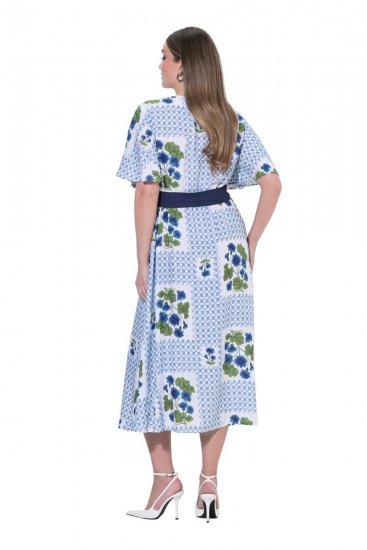 Ulla Popken 849662 Abito chemisier a fiori Bianco panna - Vestiti midi - Abiti midi taglie comode