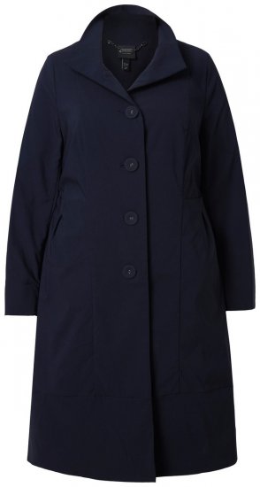 Ulla Popken 849803 Cappotto elasticizzato con collo alto Blu scuro - Cappotti - Cappotti taglie forti da donna