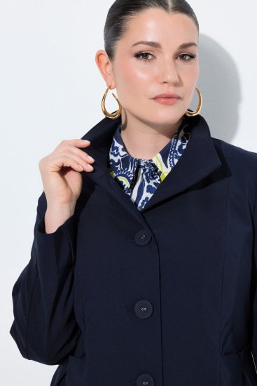 Ulla Popken 849803 Cappotto elasticizzato con collo alto Blu scuro - Cappotti - Cappotti taglie forti da donna