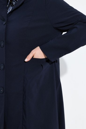 Ulla Popken 849803 Cappotto elasticizzato con collo alto Blu scuro - Cappotti - Cappotti taglie forti da donna