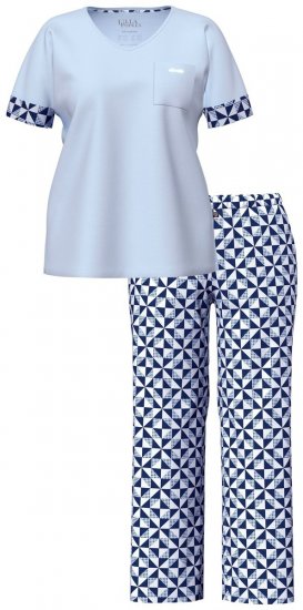 Ulla Popken 849850 Pigiama a quadri Azzurro - Pigiami/Loungewear - 