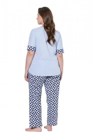 Ulla Popken 849850 Pigiama a quadri Azzurro - Pigiami/Loungewear - 