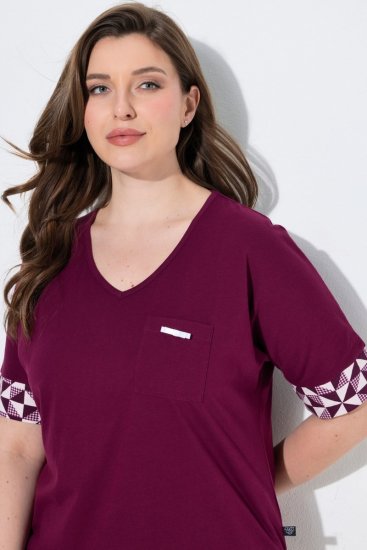 Ulla Popken 849850 Pigiama a quadri Rosso bacca - Pigiami/Loungewear - 