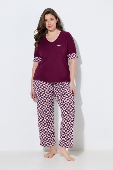 Ulla Popken 849850 Pigiama a quadri Rosso bacca - Pigiami/Loungewear - 