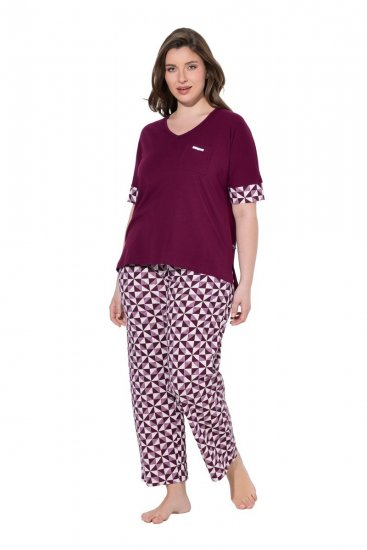 Ulla Popken 849850 Pigiama a quadri Rosso bacca - Pigiami/Loungewear - 