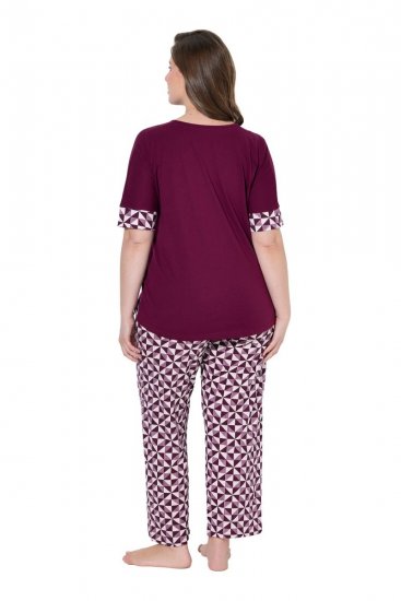 Ulla Popken 849850 Pigiama a quadri Rosso bacca - Pigiami/Loungewear - 