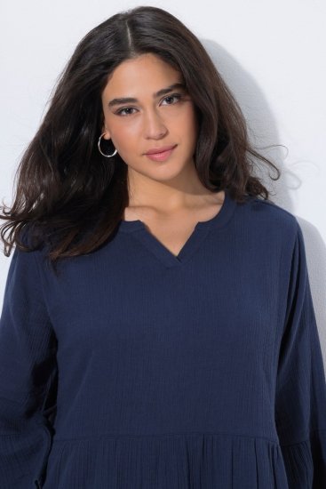 Ulla Popken 849856 Abito con volant Blu scuro - Vestiti midi - Abiti midi taglie comode