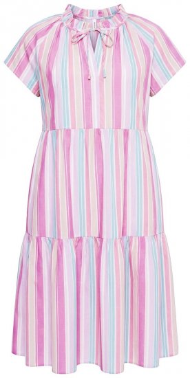 Ulla Popken 849969 Abito midi a righe con volant Rosa - Vestiti midi - Abiti midi taglie comode