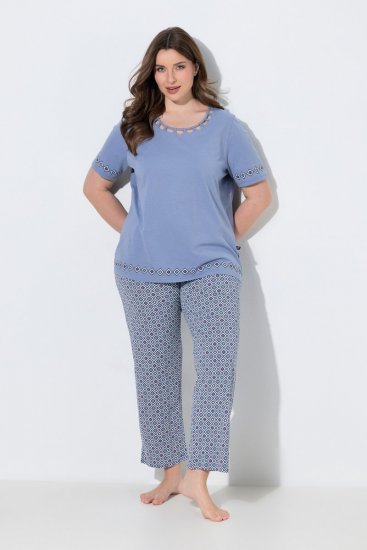 Ulla Popken 850045 Pigiama a maniche corte Azzurro - Pigiami/Loungewear - 