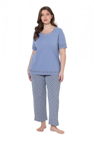 Ulla Popken 850045 Pigiama a maniche corte Azzurro - Pigiami/Loungewear - 