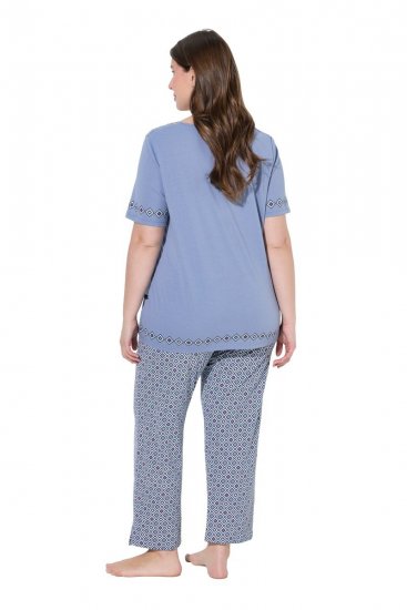 Ulla Popken 850045 Pigiama a maniche corte Azzurro - Pigiami/Loungewear - 
